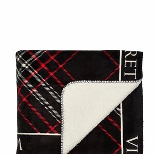 Victoria's Secret Black, Red & White Plaid Sherpa Blanket